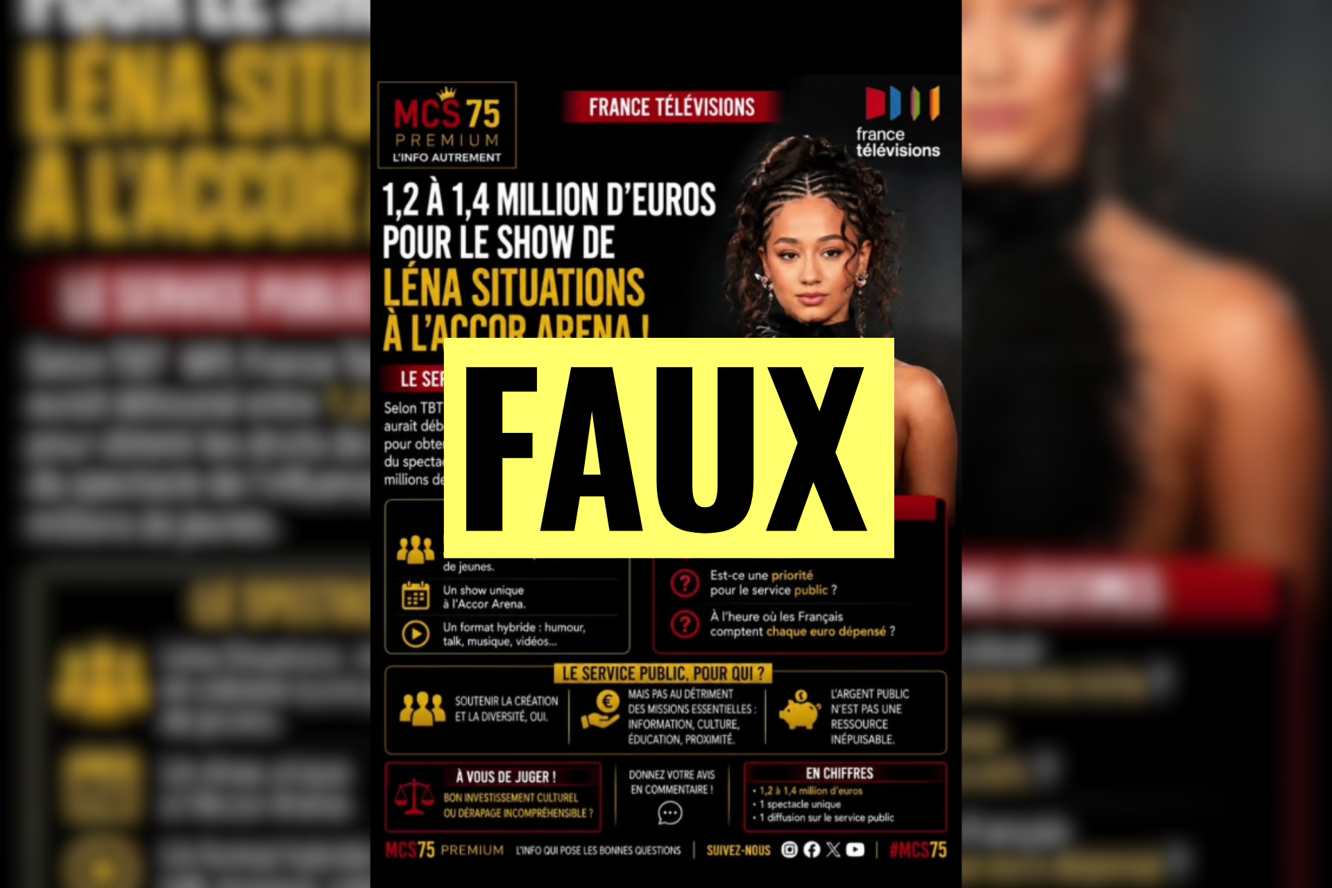 Non, France Télévisions n’a pas dépensé 1,2 million d’euros pour diffuser le spectacle de Léna Situations